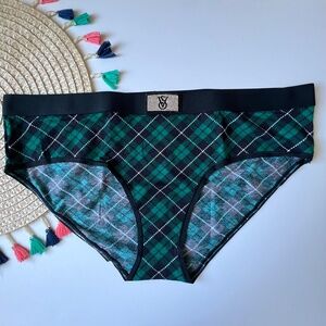 Victoria's Secret Shine Patch Cotton Hiphugger Panty Spruce Holiday Plaid XXL